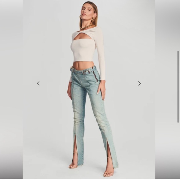 Darby Retrofete straight flare denim jeans cut out front 27 - Picture 3 of 11